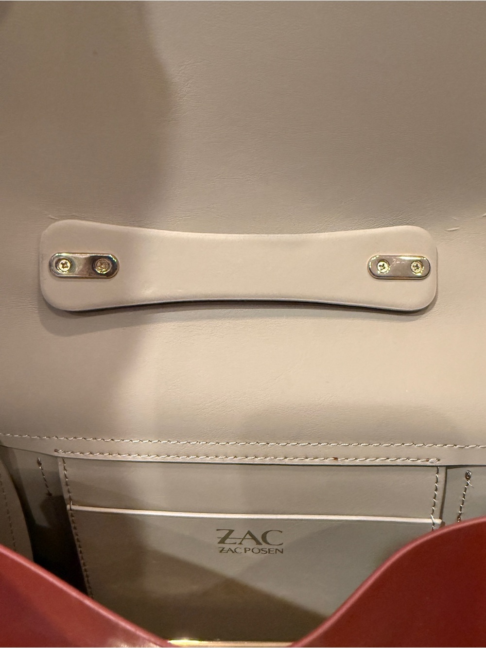 ZAC Zac Posen Eartha Leather Satchel Red Terracotta Gold Hardware - Picture 10 of 16